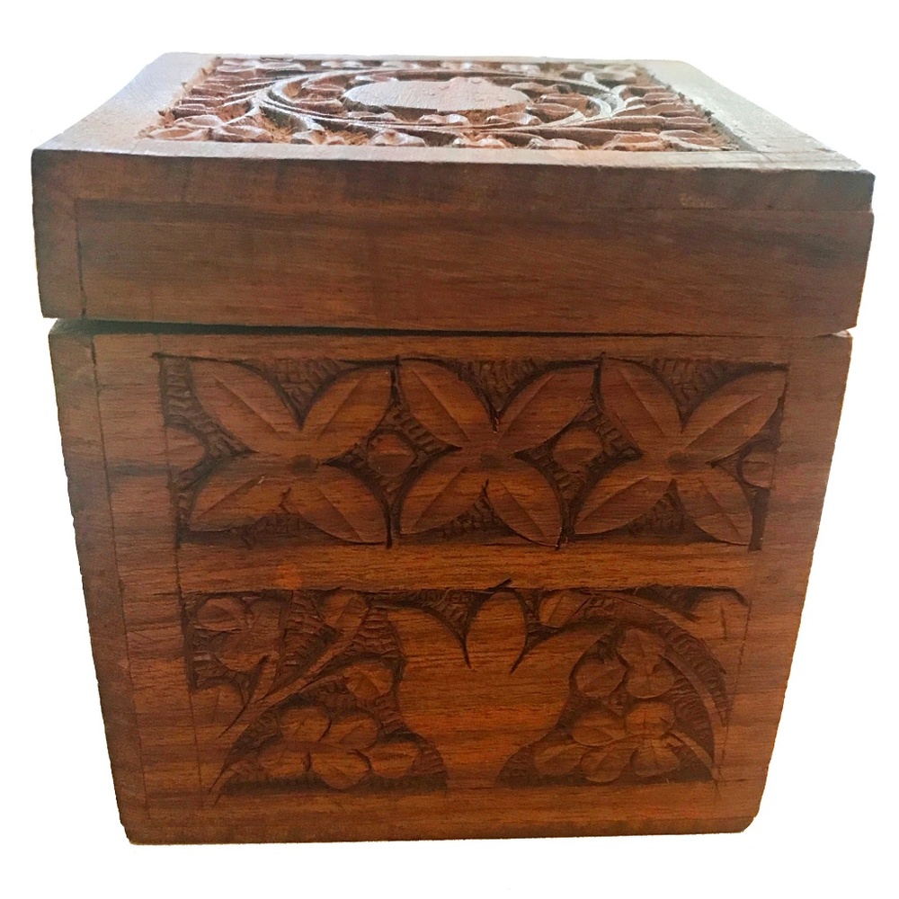 Hand Carved Rosewood Tea Caddy